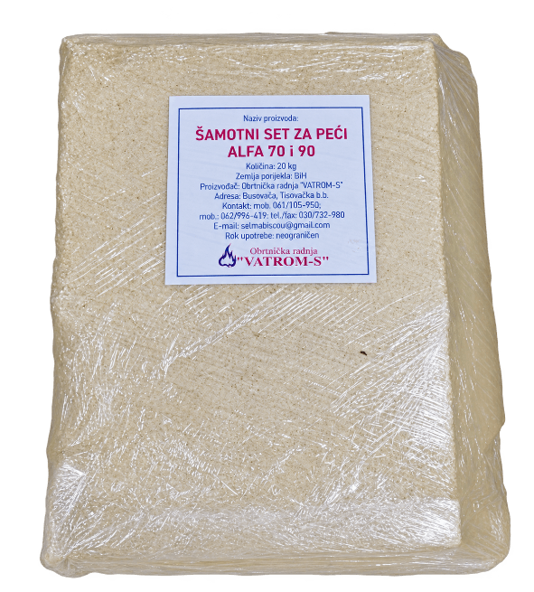Šamotni set za peći Alfa 70 i 90, 20 kg